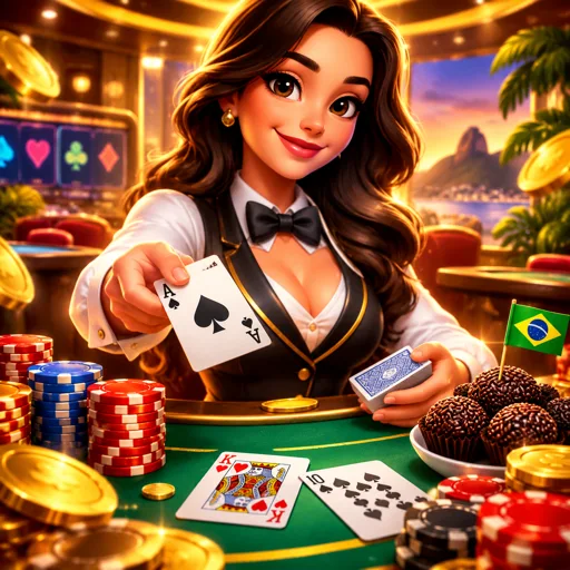 Cartas de blackjack dispostas na mesa ao lado de fichas