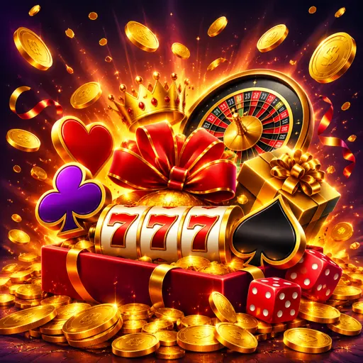 Banner dourado com fichas de cassino e destaque das ofertas de promoções